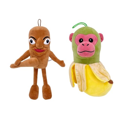 Benolls Tung Tung Tung Sahur Plush,2025 New Tralalero Tralala Plush,Italian Brainrot Stuffed Figure Pillow Gift for Fans (Brown+Bananas) von Benolls