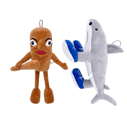 Benolls Tung Tung Tung Sahur Plush,2025 New Tralalero Tralala Plush,Italian Brainrot Stuffed Figure Pillow Gift for Fans (Gray+Brown) von Benolls