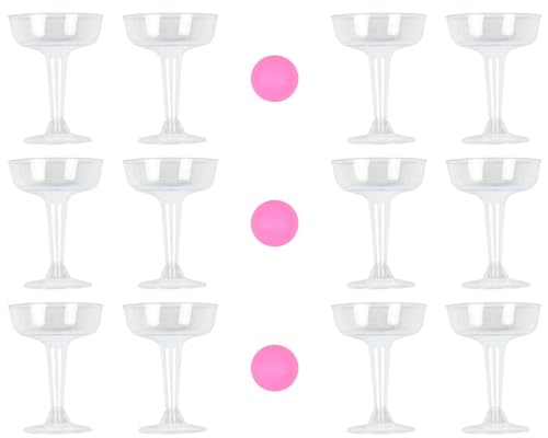 Prosecco Pong Trinkspiel Set 12 Becher 3 Bälle Partyspiele Beer Pong Game von Benson