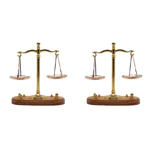 Benssey 2X Vintage-Waagen-Ornament, Miniatur-Zubehör, Metall, Antikes Justizwaage-Modell, Heimbüro-Desktop-Dekoration von Benssey