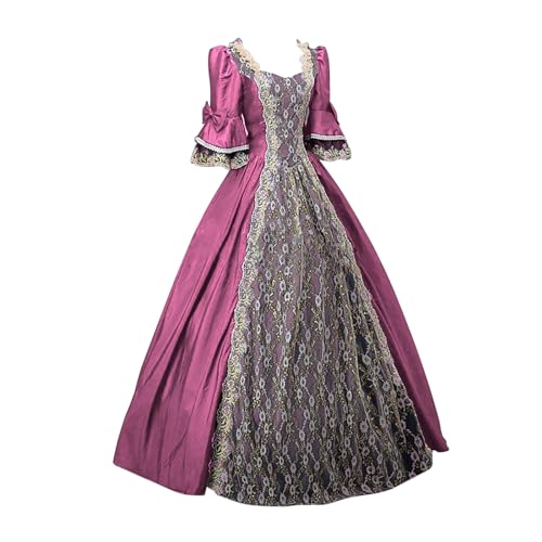 Beokeuioe Ballkleid Mittelalterliche Damen Renaissance Kleid Rokoko Kleid Königin Viktorianische Retro Kostüm Prinzessin Maxi Kleider Halloween Party Cosplay Fancy Kleid von Beokeuioe