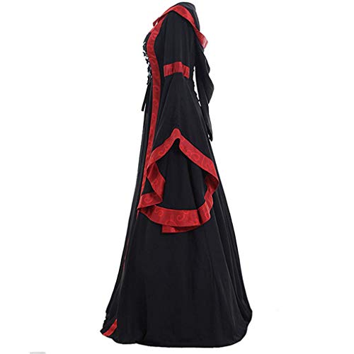 Beokeuioe Frauen Renaissance Kostüm Mittelalter Kleid Ausgestellt Langarm Vintage Rüschen Kleid Viktorianisches Verkleidung Kostüm für Halloween Party Karneval Kostüm von Beokeuioe