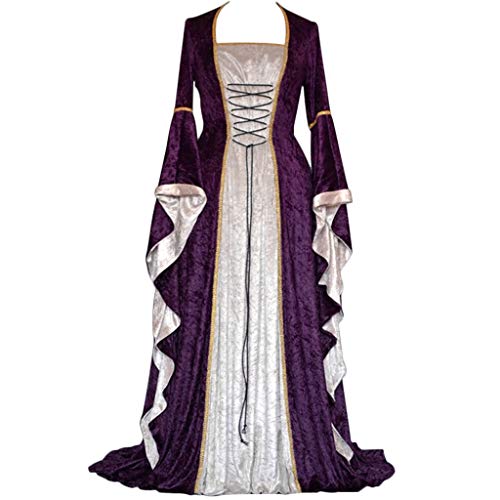 Beokeuioe Mittelalterliche Kleid Bodenlang Samtkleid Halloween Kostüm Damen Viktorianischen Königin Kleider Renaissance Kleid Fasching Gotisch Maxikleid Karneval Kostüm von Beokeuioe
