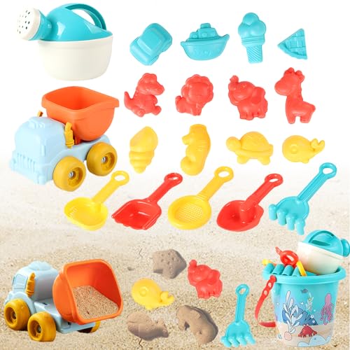 Berelin Sanspielzeugset, Sandspielzeug Set mit Strandbuggy, Gießkanne, Sandschaufel, Eimer, Sandformen, Netzbeutel, Strand Spielzeug Geschenke für ab 2 3 4 5 Jahr von Berelin