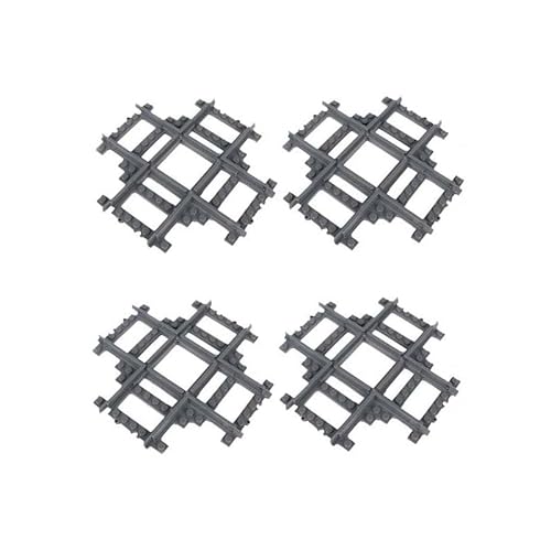 Berfaset City Schienen Set - HO Eisenbahn Erweiterungsset (4PCS Integrated Cross) - Grau - 1,435 mm Spurweite - Kompatibel mit dem Marktführer von Berfaset