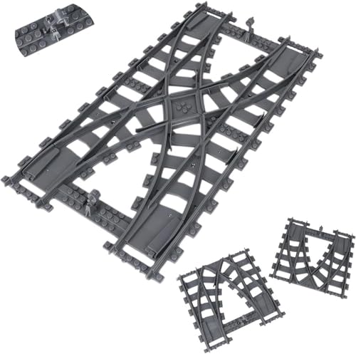 Berfaset City Schienen Set - HO Skala, 1435 mm Spur, Grau - Kompatibel mit Marktführer, Erweiterungsset für City Zug, Power Functions Kit, Schienen Zubehör, Klemmbausteine von Berfaset