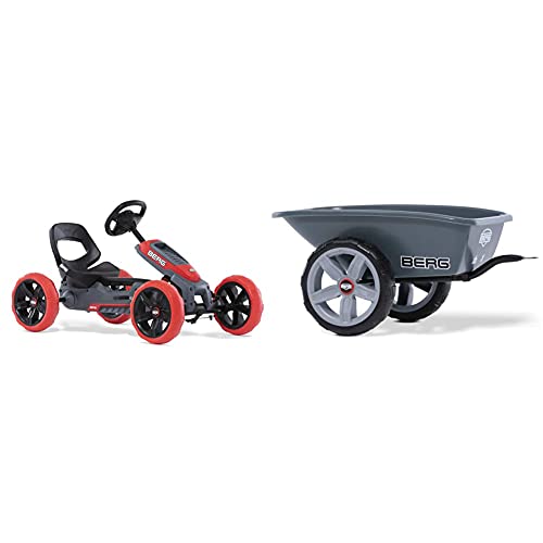 BERG Gokart Reppy Rebel | KinderFahrzeug, Tretauto mit Optimale Sicherheid, Soundbox im Lenkrad, Kinderspielzeug geeignet für Kinder im Alter von 2.5-6 Jahren & 18.24.60.00 Trailer M, Grey von Berg