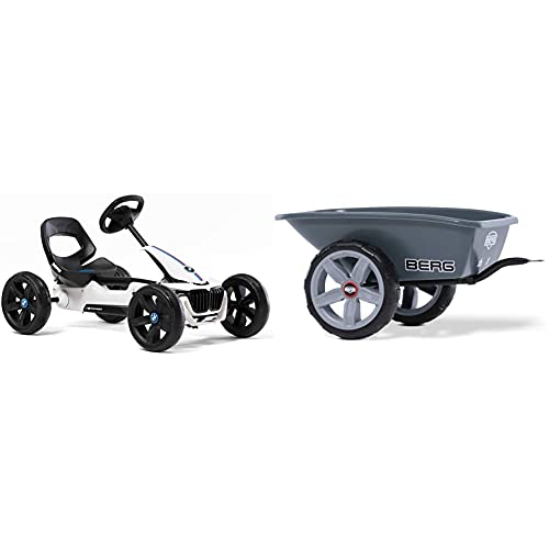 Berg 24.61.00.00 Pedal Gokart Reppy BMW | Kinderfahrzeug, Tretauto mit Optimale Sicherheid, Soundbox im Lenkrad & Trailer M (for Reppy incl. towbar), Grey von Berg