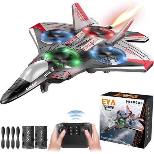 Beria Ferngesteuertes Flugzeug für Kinder mit LED RC Flugzeug Spielzeug (Rot) von Beria