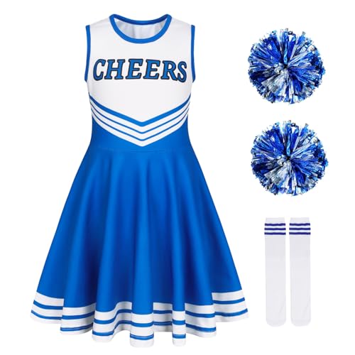Berich Cheerleader-Outfit für Kinder, verkleiden sich mit Pompons, Socken, Prinzessinnen-Kostüme für Mädchen, Halloween-Uniform, Therm-Partykleidung, Mädchen, Cheerleader-Kostüm, Blau, 5–6 Jahre, 120 Berich Cheerleader-Outfit für Kinder, verkleiden sich mit Pompons, Socken, Prinzessinnen-Kostüme für Mädchen, Halloween-Uniform, Therm-Partykleidung, Mädchen, Cheerleader-Kostüm, Blau, 5–6 Jahre, 120 von Berich