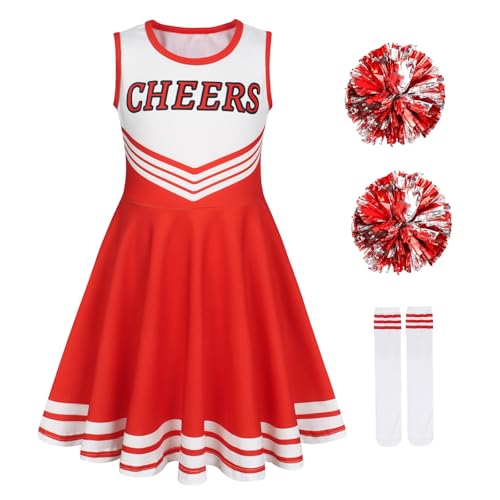 Berich Cheerleader-Outfit für Kinder, verkleiden sich mit Pompons, Socken, Prinzessinnen-Kostüme für Mädchen, Halloween-Uniform, Therm-Partykleidung, Mädchen, Cheerleader-Kostüm, Rot, 6–7 Jahre, 130 Berich Cheerleader-Outfit für Kinder, verkleiden sich mit Pompons, Socken, Prinzessinnen-Kostüme für Mädchen, Halloween-Uniform, Therm-Partykleidung, Mädchen, Cheerleader-Kostüm, Rot, 6–7 Jahre, 130 von Berich