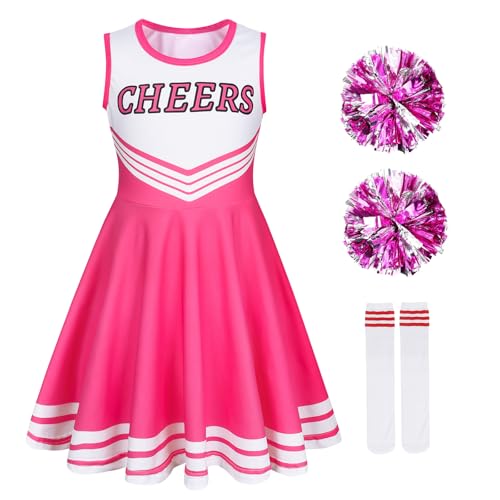 Berich Cheerleader-Outfit für Kinder, verkleiden sich mit Pompons, Socken, Prinzessinnenkostüme für Mädchen, Halloween-Uniform, Therm-Partykleidung, Mädchen, Cheerleader-Kostüm, Rosa, 10–11 Jahre, 150 Berich Cheerleader-Outfit für Kinder, verkleiden sich mit Pompons, Socken, Prinzessinnenkostüme für Mädchen, Halloween-Uniform, Therm-Partykleidung, Mädchen, Cheerleader-Kostüm, Rosa, 10–11 Jahre, 150 von Berich