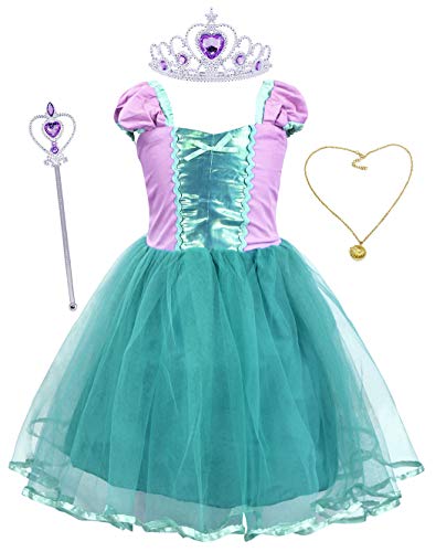 Berich Meerjungfrauenkostüm für Kinder, Prinzessinnenkostüme für Mädchen, Halloween-Outfit, Weihnachtsgeschenke, Meerjungfrauenkleid für Mädchen, 4–5 Jahre (Grün, 130) von Berich