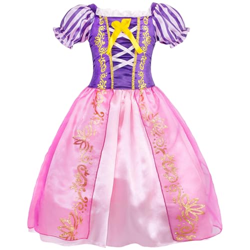 Berich Prinzessinnenkostüme für Mädchen, Geburtstag, Halloween, Party, Outfit, Weihnachtsgeschenke, Rapunzel-Kleid, 7–8 Jahre (Lila, 150) von Berich