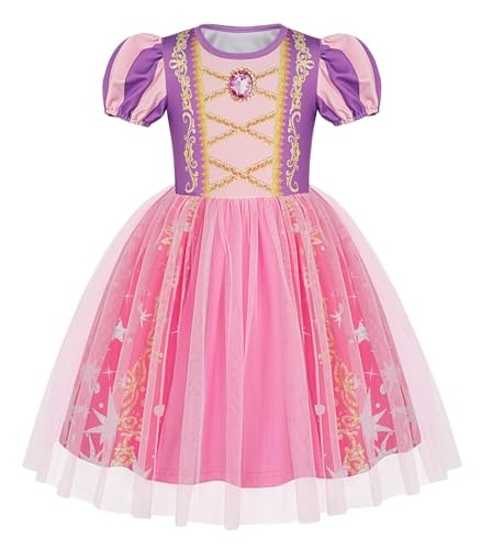 Berich Rapunzel Verkleiden sich für Mädchen, Prinzessinnenkostüme für Mädchen, Halloween-Outfits, Weihnachtsgeschenke, Kinder, Welttag des Buches, Rapunzel-Kostüm, 2–3 Jahre (Lila, 100) von Berich