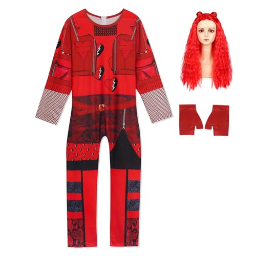 Berich Roter Overall für Mädchen mit Perücke, Handschuhen, Prinzessinnenkostüme für Mädchen, Halloween, Welttag des Buches, Weihnachten, rotes Rollenspiel-Outfit, Kinder, verkleiden sich 4–5 Jahre Berich Roter Overall für Mädchen mit Perücke, Handschuhen, Prinzessinnenkostüme für Mädchen, Halloween, Welttag des Buches, Weihnachten, rotes Rollenspiel-Outfit, Kinder, verkleiden sich 4–5 Jahre von Berich