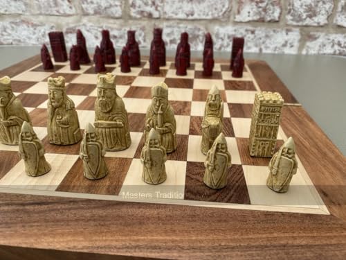 Berkeley Chess Mini Isle of Lewis Chess Set by with 2 inch King in Cream and Red von Berkeley Chess