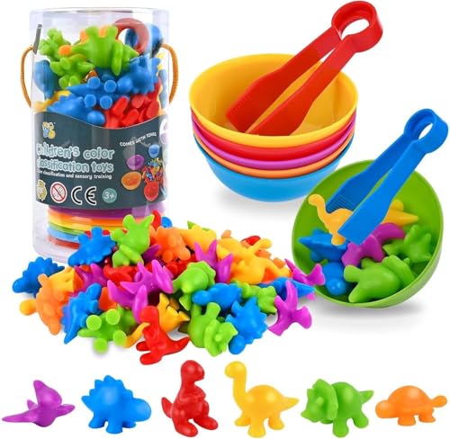 Berlarry Zähl-Dinosaurier-Spielzeug, passendes Spiel für Kinder mit Sortierschalen, Farbklassifizierung und sensorisches Training, pädagogisches Lernspielzeug-Set, Geschenk für Kleinkinder, Vorschule Berlarry Zähl-Dinosaurier-Spielzeug, passendes Spiel für Kinder mit Sortierschalen, Farbklassifizierung und sensorisches Training, pädagogisches Lernspielzeug-Set, Geschenk für Kleinkinder, Vorschule von Berlarry