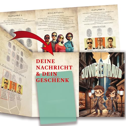 Berninja Rätselkarte für Geldgeschenke – kreative Gutscheinverpackung – Rätselspaß als Grußkarte Geburtstagskarte ab 7 Jahren (Detektivrätsel) - Gutscheinkarten-Etuis von Berninja