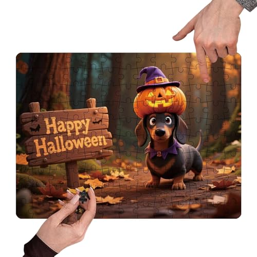 Berriphonia Halloween Puzzle - 130 Teile Kinderpuzzles Mit Kürbis Und Tieren Auch Für Familien - Spielspaß für Halloween Deko und Aktivitäten mit Kindern Erwachsenen Familien Gesellschaftsspiel von Berriphonia