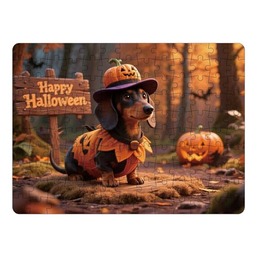 Berriphonia Halloween Puzzles - 130 Teile Puzzle Mit Kürbis Und Tieren Motiv | Spielspaß für Halloween Deko und Aktivitäten mit Kindern Erwachsenen Familien Gesellschaftsspiel von Berriphonia