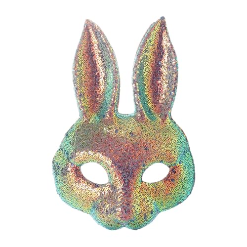 Berriphonia Hasengesichtsabdeckungen mit halbem Gesicht, Pailletten-Maskerade, Cosplay-Requisiten, Kostümzubehör für Damen, Halloween, Ostern, Maskerade Berriphonia Hasengesichtsabdeckungen mit halbem Gesicht, Pailletten-Maskerade, Cosplay-Requisiten, Kostümzubehör für Damen, Halloween, Ostern, Maskerade von Berriphonia