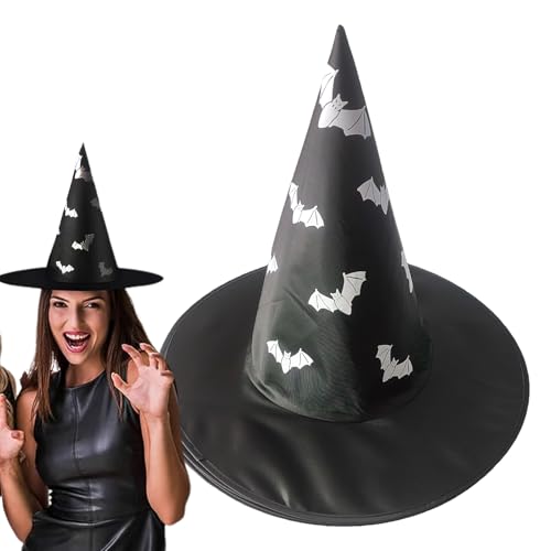 Berriphonia Hexenhut Halloween,Halloween Hexenhut,Schwarzer Kostümzubehör Ornament - Festlicher Cosplay-Hut für Damen, drinnen und draußen, saisonale für Fenster, Decke von Berriphonia