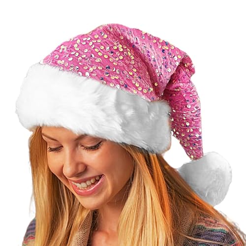 Berriphonia Santa Glitter Hut Für Frauen, Pailletten Santa Hut Für Erwachsene, Weihnachtsmann-Kostümmhut, Paillehut Berriphonia Santa Glitter Hut Für Frauen, Pailletten Santa Hut Für Erwachsene, Weihnachtsmann-Kostümmhut, Paillehut von Berriphonia