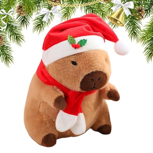Capybara Plüschspielzeug - Der niedliche Weihnachtsmann hat ein Tier-Plüschkissen | Kindergartenhaus-Dekoration, Weihnachts-Plüschpuppenspielzeug, flauschiges Tier Capybara Plüschspielzeug - Der niedliche Weihnachtsmann hat ein Tier-Plüschkissen | Kindergartenhaus-Dekoration, Weihnachts-Plüschpuppenspielzeug, flauschiges Tier von Berriphonia