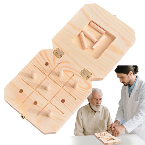 Hölzerne Pegboard -Fingerplatine - Sensorische Peg -Dexteritätskarte, Feinmotor -Pegboard | 9-Loch-Reha-Schulungsausbildung, Handkoordinationstherapiewerkzeug für Senioren, Schlaganfallwiederherstellu von Berriphonia