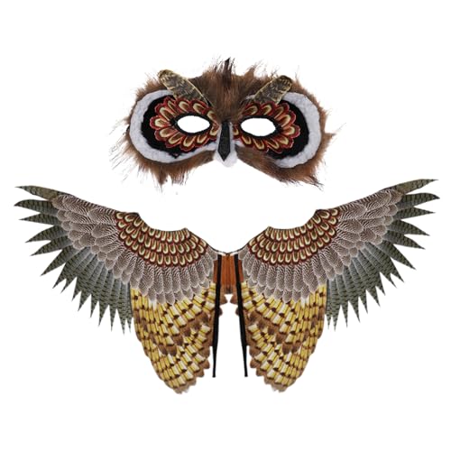 Realistische Eulenmaske und Feder-Set - Kostüm für Halloween und Cosplay | Hochwertige Eulenmaske mit weichen und verstellbaren Flügeln, perfekt für Themenveranstaltungen, ein c Realistische Eulenmaske und Feder-Set - Kostüm für Halloween und Cosplay | Hochwertige Eulenmaske mit weichen und verstellbaren Flügeln, perfekt für Themenveranstaltungen, ein c von Berriphonia
