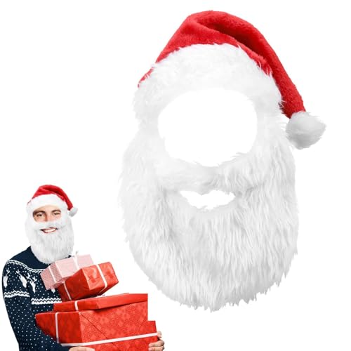Weihnachtsmann-Bart – Weihnachtsmannmütze und Bart, Weihnachtsmann-Kostüm, Cosplay-Perücke und Bart, weißer Bart, Weihnachtsmann-Kostüm, atmungsaktiv, bequem, für die meisten Erwachsenen und Weihnachtsmann-Bart – Weihnachtsmannmütze und Bart, Weihnachtsmann-Kostüm, Cosplay-Perücke und Bart, weißer Bart, Weihnachtsmann-Kostüm, atmungsaktiv, bequem, für die meisten Erwachsenen und von Berriphonia