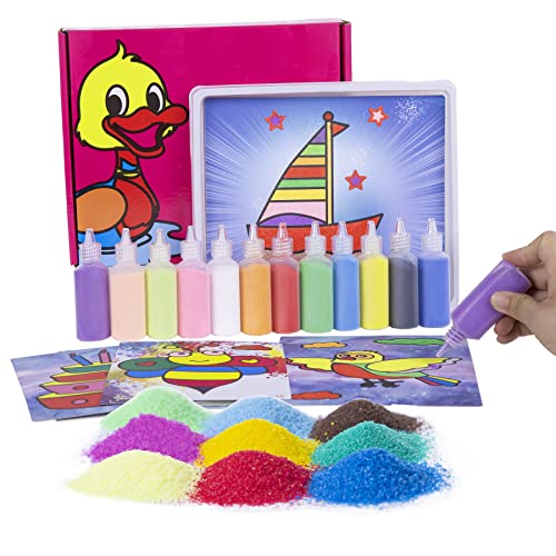 Berry President 12 Packungen Sandmalkarten Art Kids Coloring DIY Paper Craft Kit mit 12 Flaschen Farbsand für Kinder (Rot) von Berry President