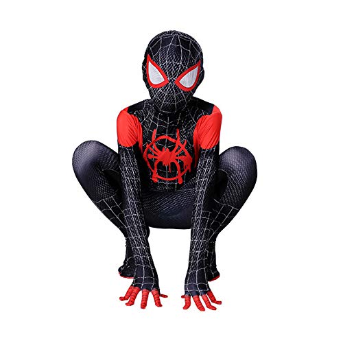 Avengers Superheld Bodysuit Spiderman Kostüme Unisex Erwachsene Kinder Lycra Spandex Spider Jumpsuit Halloween Cosplay Kostüme,Black-Kids(140~150cm) von Berrysun