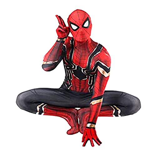 Berrysun Jungen Mädchen Spiderman Cosplay Body Iron Spiderman Kostüm Anzug Halloween Enge Lycra Spandex Overall Avengers Kinder Erwachsene Onesies,Iron Spiderman- Adults~S(155~165cm) von Berrysun