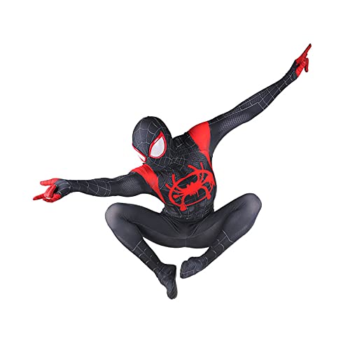 Cosplay Spiderman Jumpsuit Bekleidungsjunge Miles Morales Filmfans Strumpfhosen Anzug Erwachsene Kinder Halloween Onesies Avenger Bodysuit Theme Party Romper,A-L Kids(135~145CM) von Berrysun