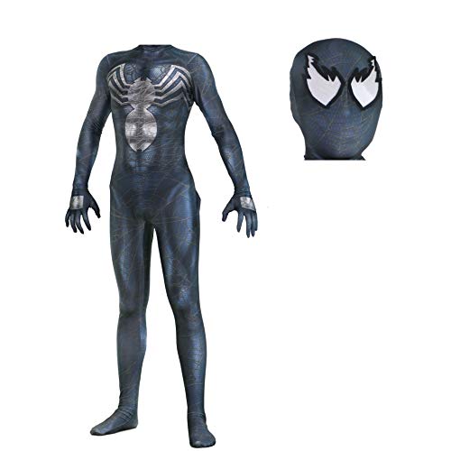 Kind Erwachsene Superheld Venom Spider-Man 3D-Druck Ganzkörper-Abendkleid-Klage, Halloween-Karneval-Partei Cosplay Bodysuit, Für Film-Kostüm Requisiten Onesies Kostüm,Kids/Siamese-XS von Berrysun