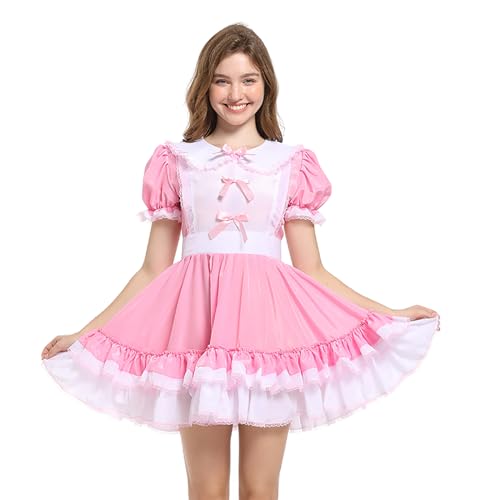 Berzial French Maid Bow Lolita Fancy Chiffon Dress Cosplay Kostüm Outfit (L) Rosa von Berzial