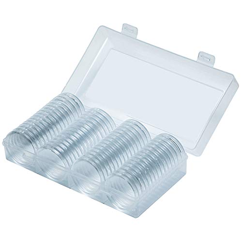 BesDirect 60-teilige Münzhalter-Kapseln, 41-mm-Sammelbehälter für runde Sammlerstücke, durchsichtiger runder Kunststoff-Münzbehälter mit äußerer Aufbewahrungsbox für Münzsammelbedarf von BesDirect