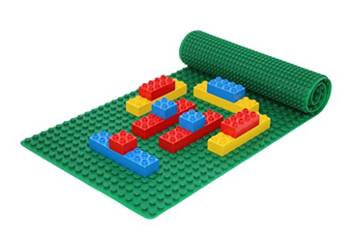 Beslo Hochwertige Baustein Matte aus Silikon I Doppelseitige Bauplatte Groß I Rollbare, Wasserfeste Grundplatte Kompatibel mit Lego Duplo I Flexible Platte BPA-frei, 30,5 x 80,5 cm Grün von Beslo