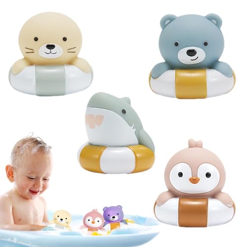 Besreey Badewannen-Schwimmspielzeug,Schwimmspielzeug für Kleinkinder | 4 Stück beleuchtete Duschspielzeuge für Kleinkinder, Badewannentiere | Farbwechselndes Licht im Wasser, Frühentwicklungsspielzeug von Besreey