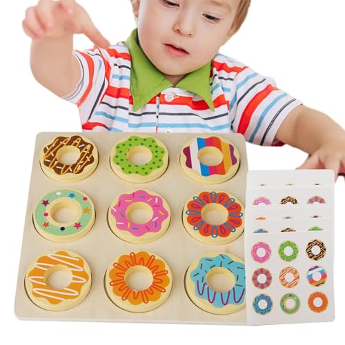 Besreey Donut-Spielzeug aus Holz, Donut-Spielzeug-Set | Lernspiel zur Feinmotorik | Realistisches Donut-Spielzeug-Set für Mädchen und Jungen, Holz-Spiel-Essen-Set, passendes Spielzeug für Kinder im von Besreey