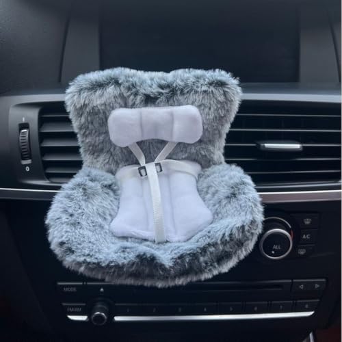 Plüschpuppen-Autositz mit Lüftungsschlitz-Clip für 17 cm große Puppen, ideal für die Präsentation Ihrer Sammlung (grau) von Besshepplo