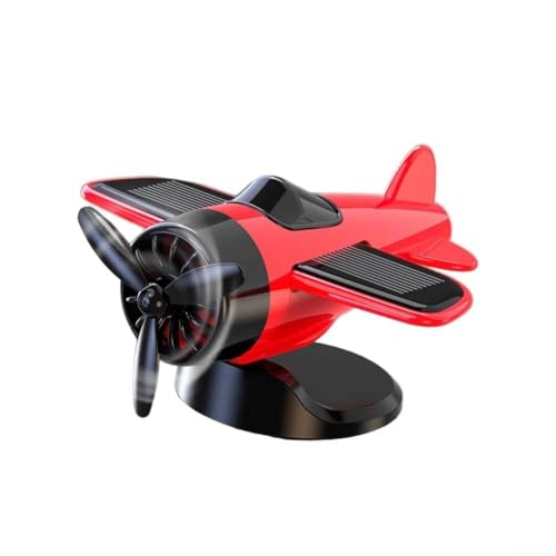 Solar-Flugzeug-Ornament für Auto und Büro, einzigartiger dekorativer Akzent mit beweglichem Propeller (rot) von Besshepplo