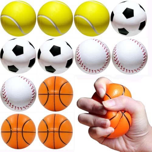 12 Stück Mini-Sportbälle Set aus Schaumstoff - Fußball, Basketball, Tennis & Baseball - Stressbälle für Kinder & Erwachsene | Antistressbälle für Party & Spiel 12 Stück Mini-Sportbälle Set aus Schaumstoff - Fußball, Basketball, Tennis & Baseball - Stressbälle für Kinder & Erwachsene | Antistressbälle für Party & Spiel von Bessy shop