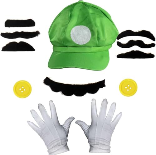 Bessy shop Mario Kostüm,Cosplay Kostüm Zubehör,mit Mario Kappen Schnurrbärte Handschuhe Knöpfe Karneval für Weihnacht Dekoration,Cosplay Bessy shop Mario Kostüm,Cosplay Kostüm Zubehör,mit Mario Kappen Schnurrbärte Handschuhe Knöpfe Karneval für Weihnacht Dekoration,Cosplay von Bessy shop