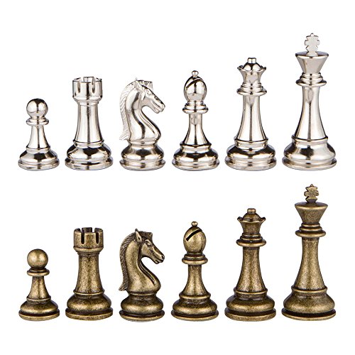 Neptune Schachfiguren aus Metall, Silber und Bronze, mit 8,9 cm King und Extra Queens, nur Stücke, kein Brett Neptune Schachfiguren aus Metall, Silber und Bronze, mit 8,9 cm King und Extra Queens, nur Stücke, kein Brett von Best Chess Set