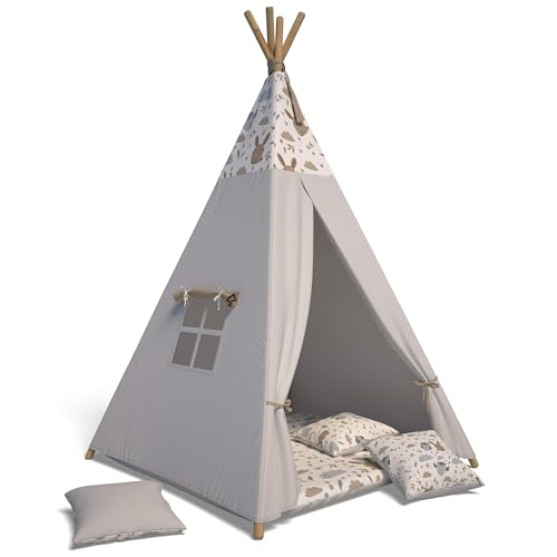 Best For Kids - Tipi Zelt für Kinder | Spielzelt Kinder Indoor | Spielzelt mit Weiche Kissen | Langlebig Indianerzelt für Kinder | Kinderfreundlich Tippi Kinderzelt Indoor | Tipi Zelt Kinderzimmer von Best For Kids