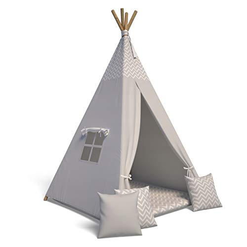 Best For Kids - Tipi Zelt für Kinder | Spielzelt Indoor | Mit Weiche Kissen | Langlebig Indianerzelt | Kinderfreundlich Tippi Kinderzelt | Tipi Zelt Kinderzimmer von Best For Kids