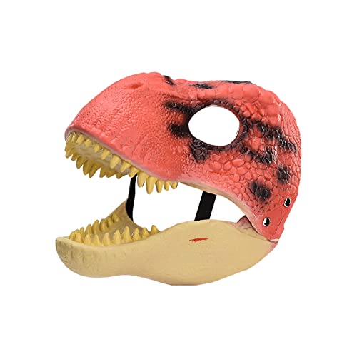 BestAlice Film-inspirierte Dinosaurier-Maske mit Öffnung des Kiefers, realistische Textur und Farbe, Auge und sicherer Riemen, Dinosaurier-Maske, Dinosaurierspielzeug, Kopf (Orange) von BestAlice
